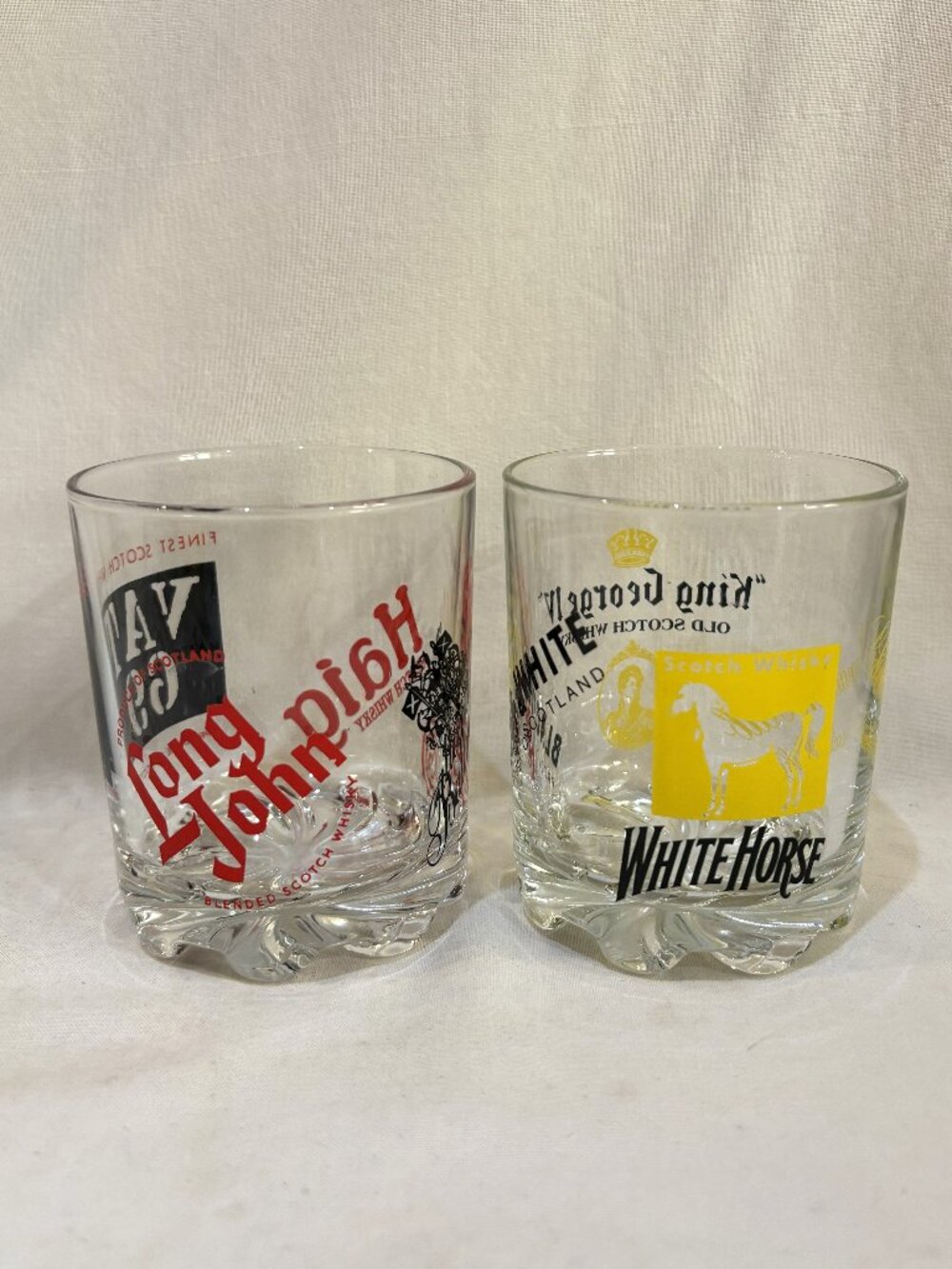 Set of 2 Lowball Scotch Whiskey Rock Glasses Advertising for Scotch Whiskey